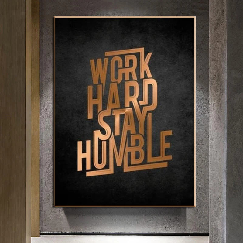 

Inspirational Quotes Work Hard Stay Humble Canvas Paintings Motivational Letter Poster Print Wall Art Picture Study Office Decor