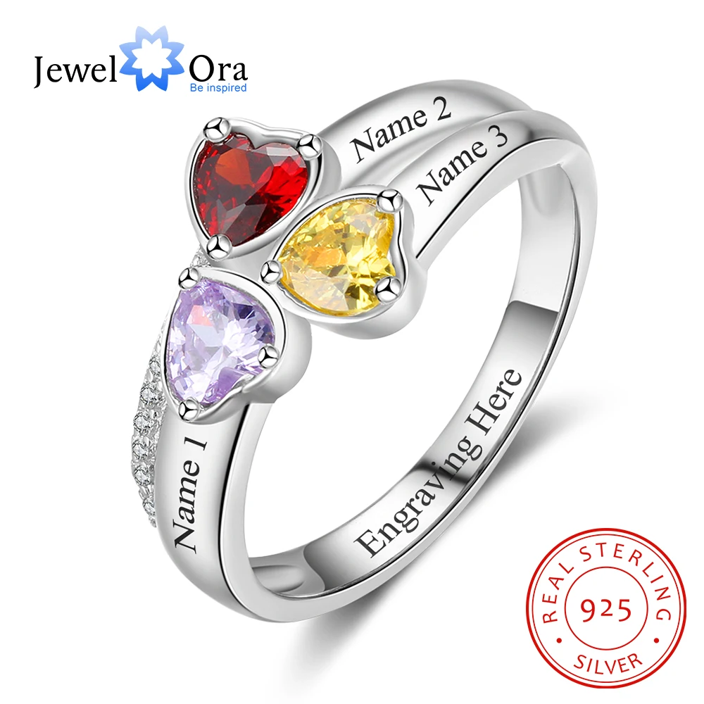 Персонализированные 925 пробы серебро камень талисман в форме сердца кольцо
