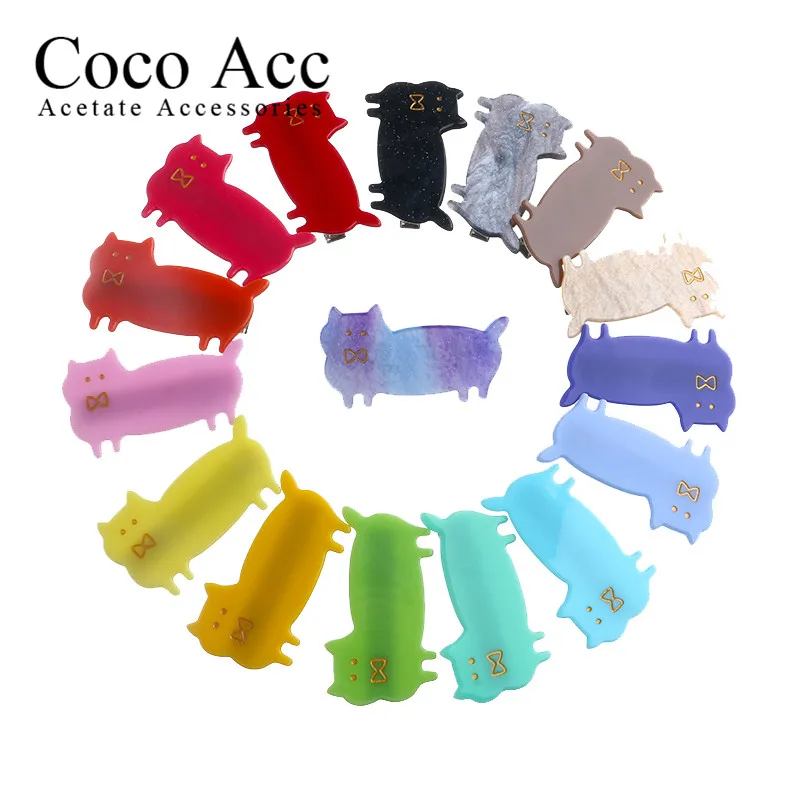 

PROMOTION Fat Gentleman Cat Alligator Clips Multiple Colors 2020 New Arrival Wholesale Acrylie Clips For Baby Girls
