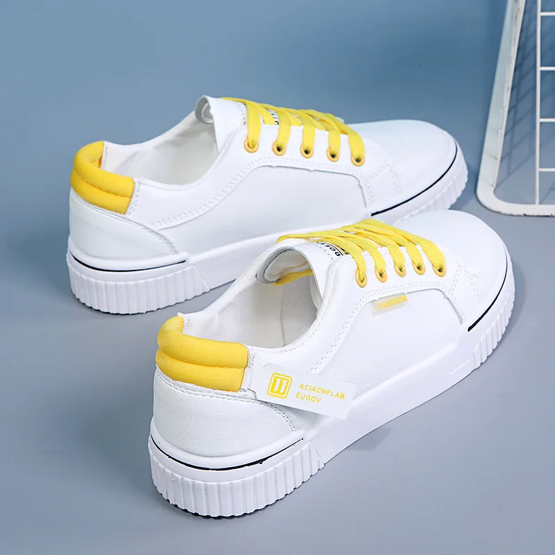 

Women's Shoes White Shoes Spring New Solid Color Casual Shoes Korean Lace Up Sneakers