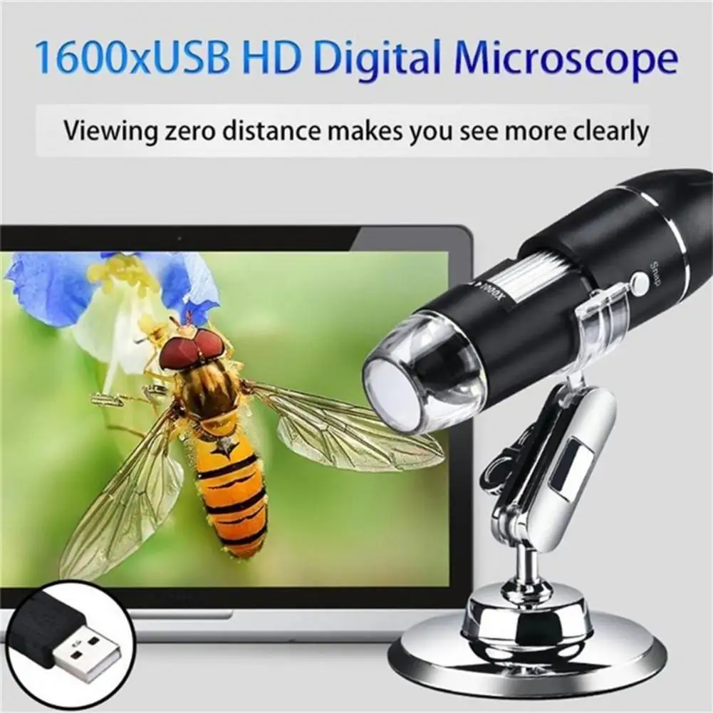 

Регулируемый цифровой микроскоп 1600X 2MP 8 светодиодный для Type-C/Micro лупа USB электронный стерео USB эндоскоп для телефона ПК