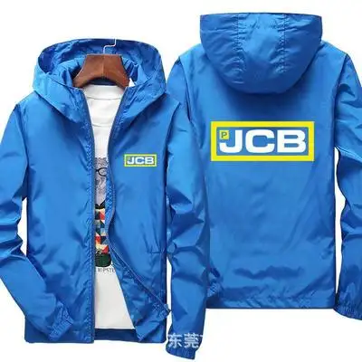

NEW Hoodies Men JCB LOGO Casual Hip Hop Harajuku Long Sleeve Hooded Sweatshirts Zipper Windproof Jacket Hoody Clothing