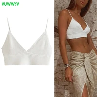 traf za white crop top woman ribbed knitted top women summer 2021 sexy backless top female strappy tank tops camis blouses