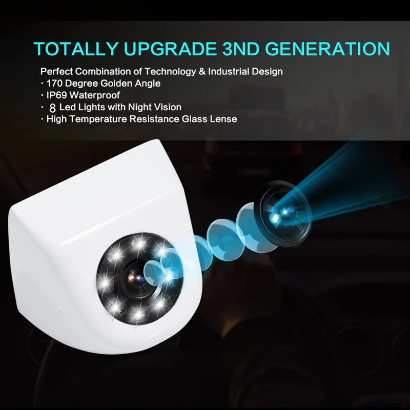 New Car Backup Camera HD Reverse Mini Front view / Rear View Cameras 8 LEDs Lights Night Vision IP68 Waterproof | Автомобили и