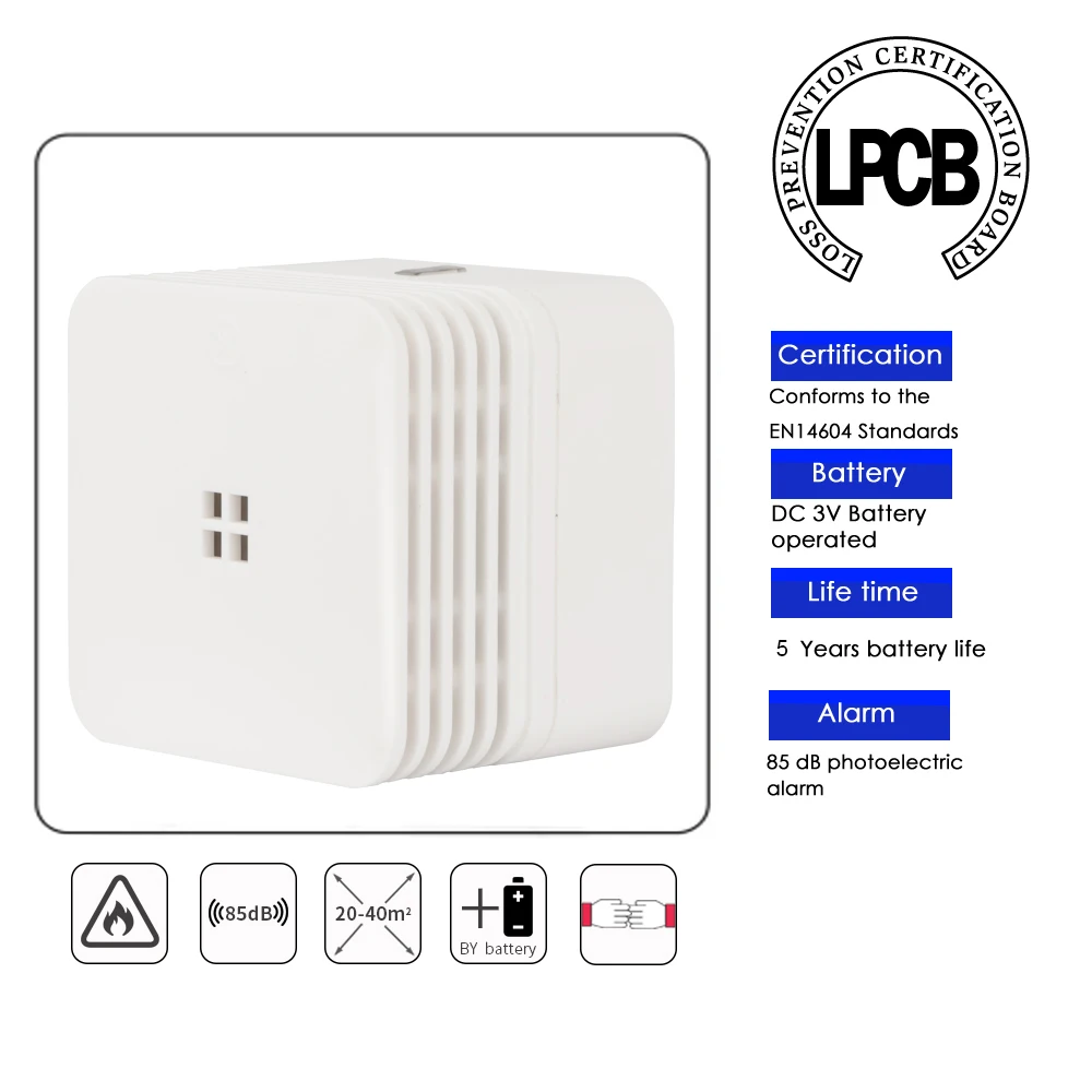 CPVan 10 шт./лот детектор дыма 5 лет 85 дБ громкий сигнал EN14604 CE сертифицированный