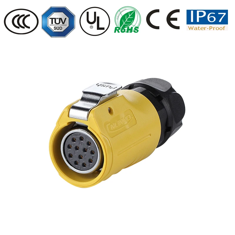 Электроника IP67 12 pin водонепроницаемый разъем Монитор ТВ кабель питания/панель