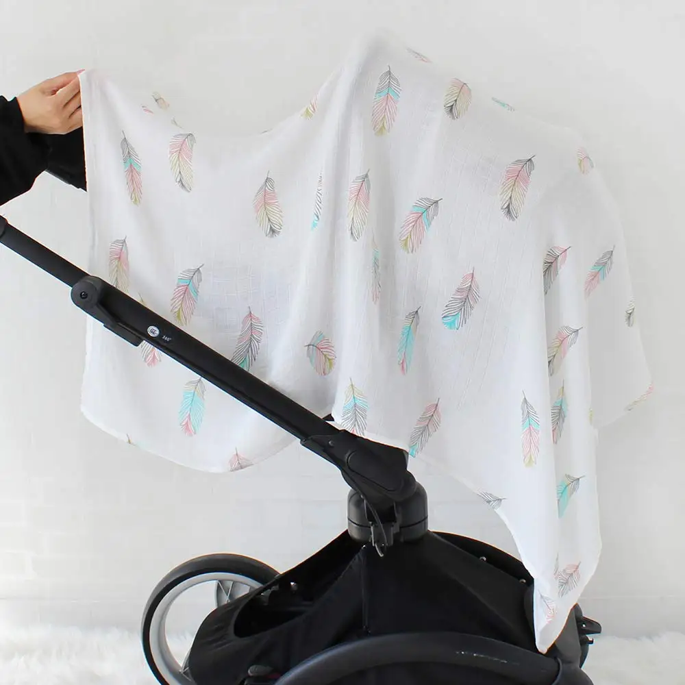 2pcs/set Newborn Baby Blanket Cotton Blanket Cartoon Pattern Multi-use Infant Stroller Cover Towel Baby Muslin Swaddle Wrap