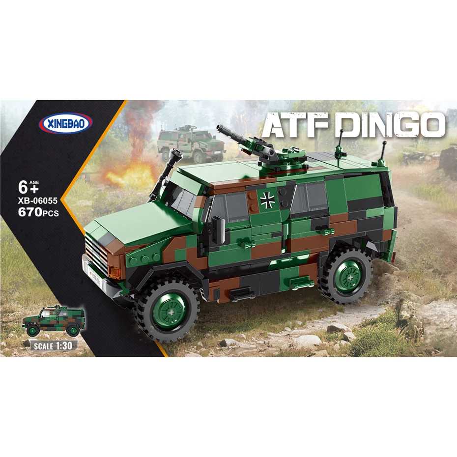 

XINGBAO WW2 Toys Military Army Building Sets 670pcs Germany ATF Dingo Transport Armored Vehicle Building Blocks Bricks Gifts