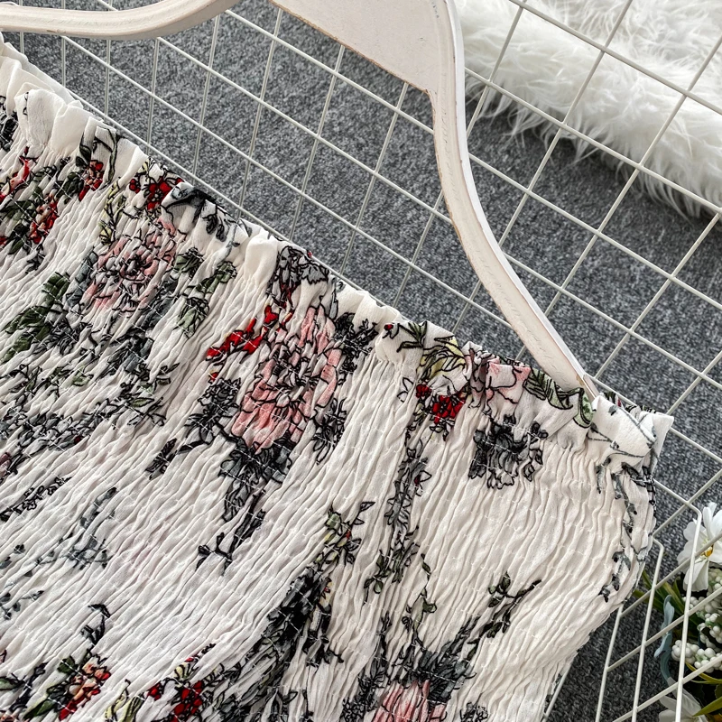 Платье женское длинное с цветочным принтом и открытыми плечами | Женская одежда