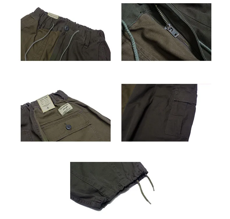 

Male Women Retro Fashion Hip Hop Wide Leg Cargo Pants Men Elastic Waist Japan Streetwear Splice Colors Loose Casual Trousers