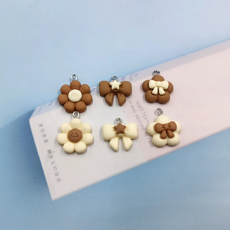 

10pcs Flowers Bow Resin Charms Pendants For DIY Decoration Earrings Key Chains Hair clip Fashion Jewelry Accessories C575
