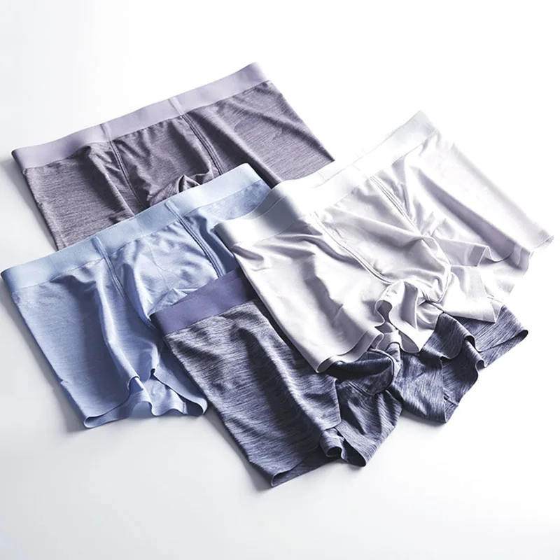 IYUNYI сексуальное мужское нижнее белье боксеры шорты ледяной шелк бесшовные трусы