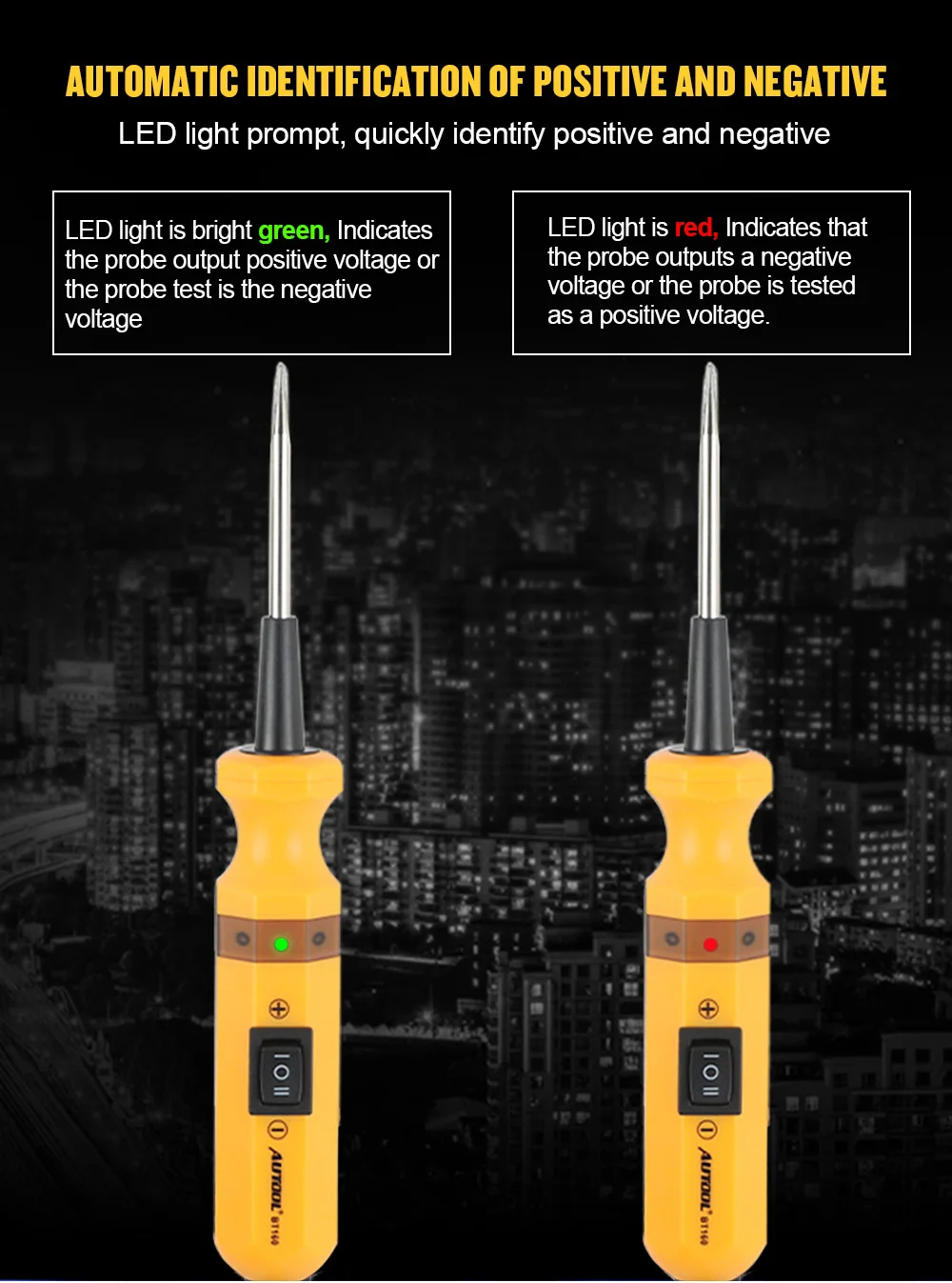 autool bt160 car circuit electrical tester power probe 12 24v diode continuous sensor measurement rapid positioning diagnostic free global shipping