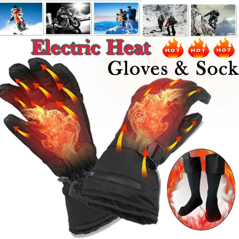 Зимние теплые электрические перчатки для рук с перезаряжаемым аккумулятором и