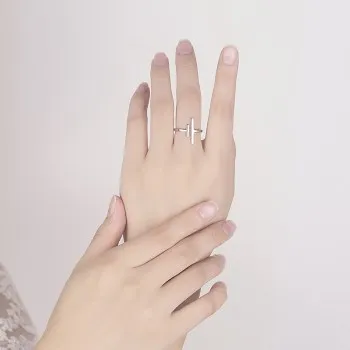

Fashion Personality Line Double T Ring, Ladies Temperament Can Be Opened To Adjust The Versatile Simple Girl Ring R2036