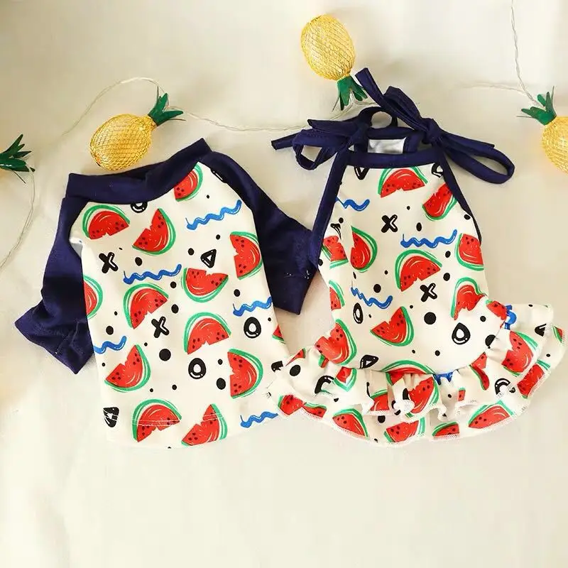 

Милая юбка с принтом арбуза и коротким рукавом для домашних животных, крутая и удобная одежда для кошек и искусств