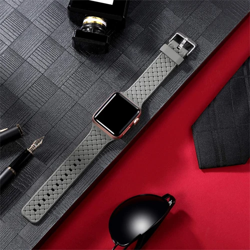 Силиконовый ремешок для apple watch 5 ремешок 44 мм 40 мм iwatch ремешок 42 мм 38 мм тканый узор ремешок для часов apple watch браслет 4 3 2 1 - Цвет ремешка: B-5