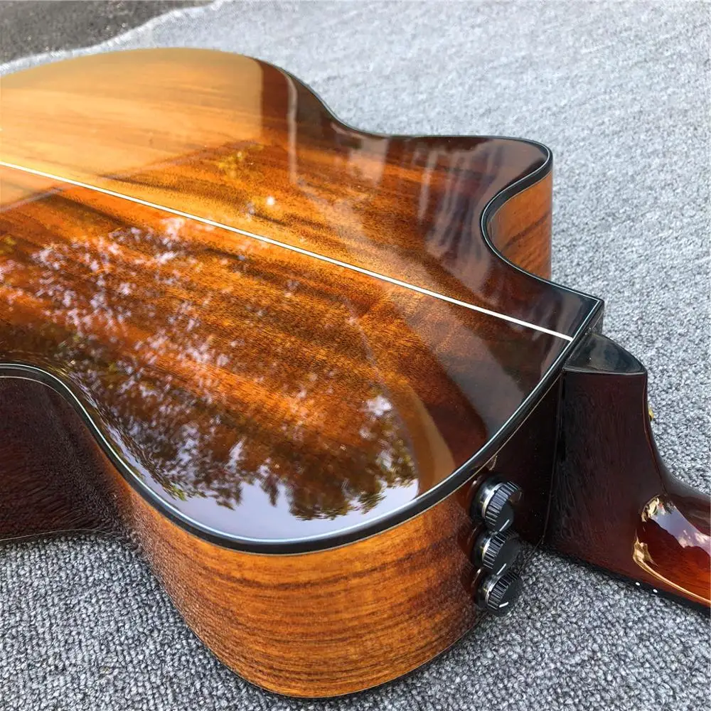 Высокое качество Ebony fingerboard Chaylor K24ce Акустическая гитара, фабрика Cutaway K24 Solid koa гитара