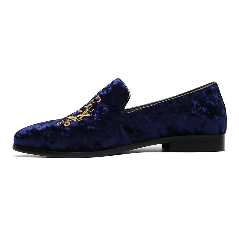Men's Suede Soft Penny Loafers Embroidered Design Flat Slip-On Formal Men's Velvet Loafer Dress Shoes Size 6~13 chaussure homme