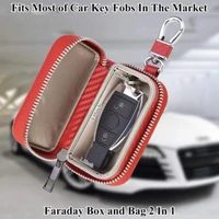 1pc car key signal blocker case anti hacking blocking bag box carbon fibre faraday cage fob pouch red