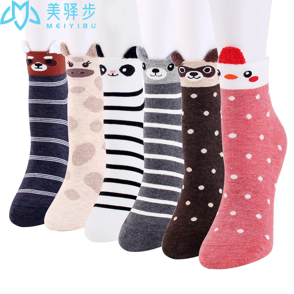 12 Pairs Per Set Cartoon Panda Socks Hot-selling Female Socks Wholesale