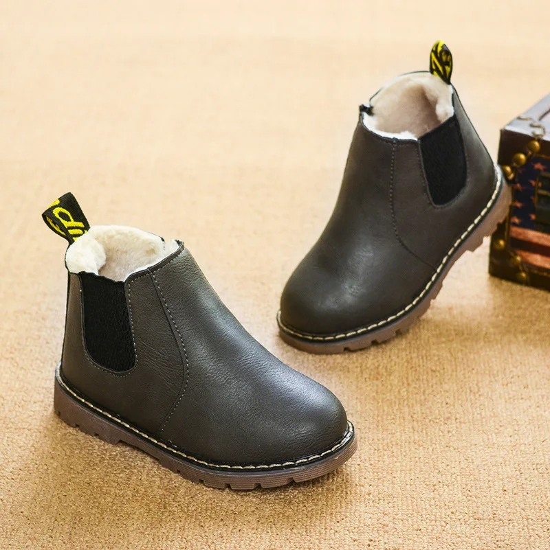 

limited Winter Rain Boots Short Boots Big Boy Children's Shoes Boys Short Boots England Leather shoes Girls Boot New botas