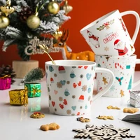 new elk ceramics cup cartoon cute kawaii christmas mug reinforced ceramic mugs milk coffee water cup gift mug 480ml
