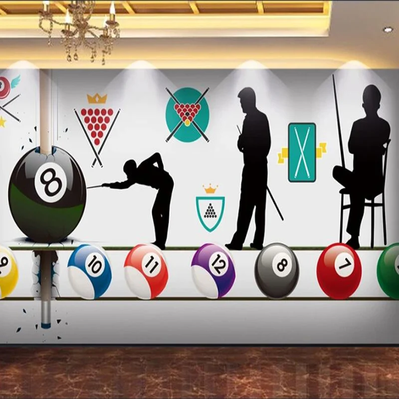Custom Any Size Mural Wallpaper 3D Creative Billiard Club Bar Internet Cafe Tooling Background Wall Decor Papel De Parede Sala |