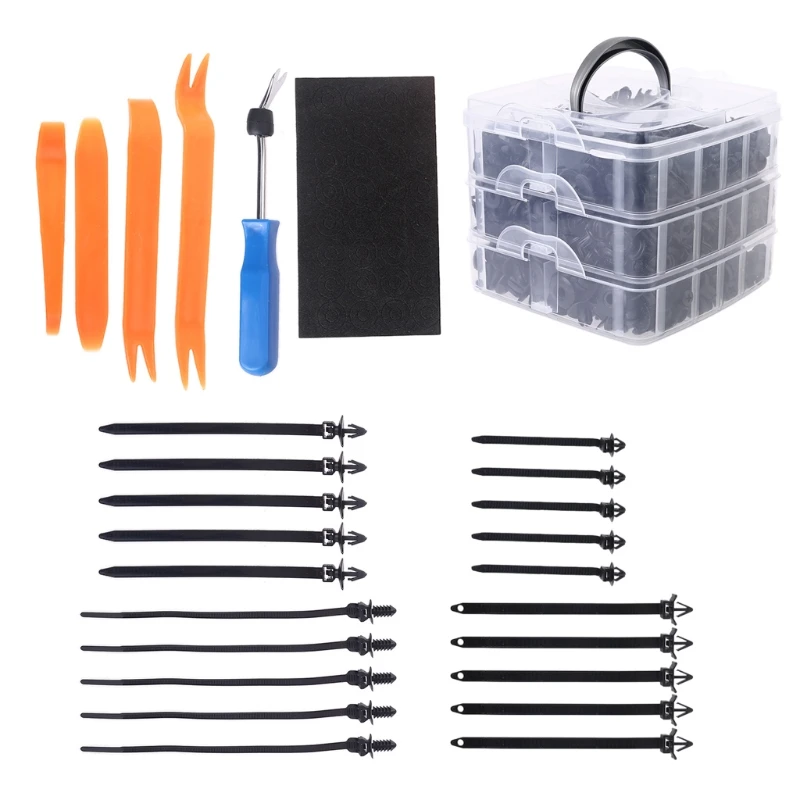 

680 шт. черный нейлон пуш-ап фиксатор зажимы крепежа для удаления инструменты Панель бампер Mudapron дверей зажимы с Пластик хранения Чехол