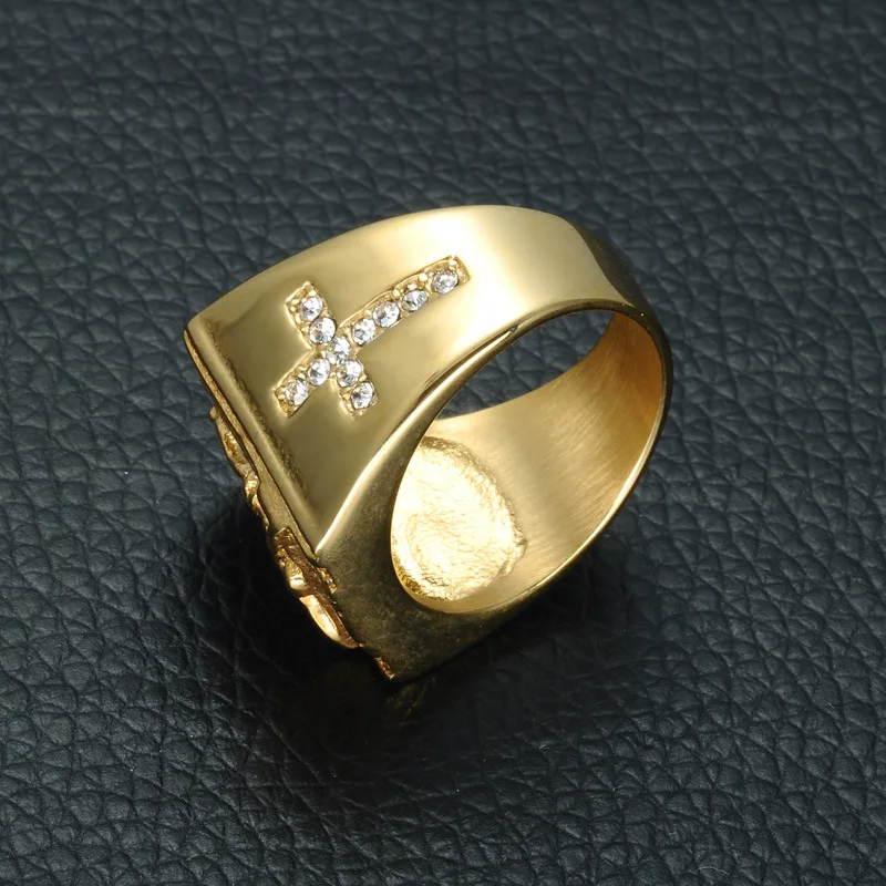 Ювелирные изделия крест Иисуса белый кубический цирконий кольцо для мужчин