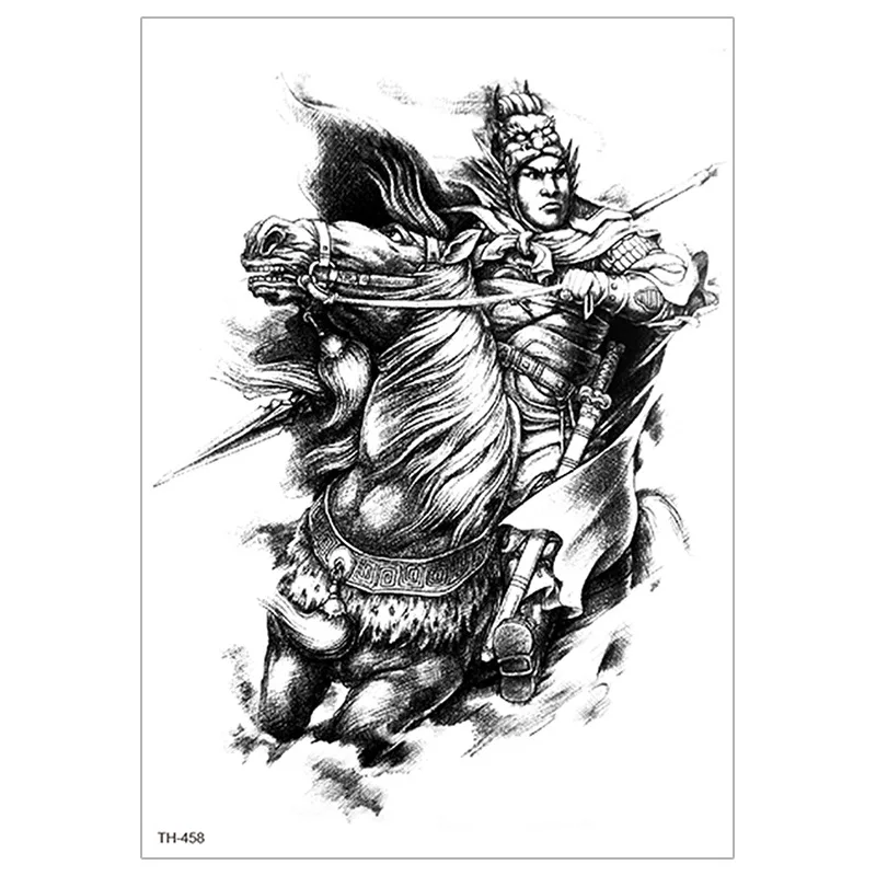 Водостойкая Временная тату-наклейка рыцарь Самурай бог войны Гуань Юй Чжан Фэй