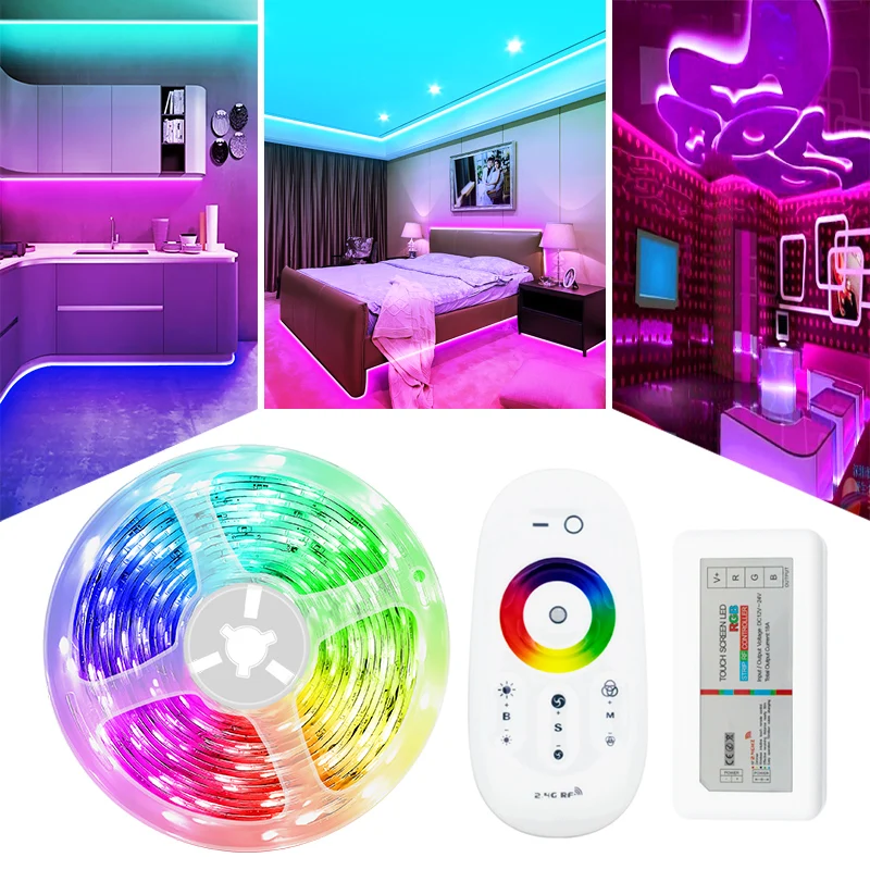 

5M 10M 5050 RGBWW LED Strip Light Lamp 20M 15M RGB Strip Neon Flexible Tape Diode Ribbon DC 12V Adapter Set String