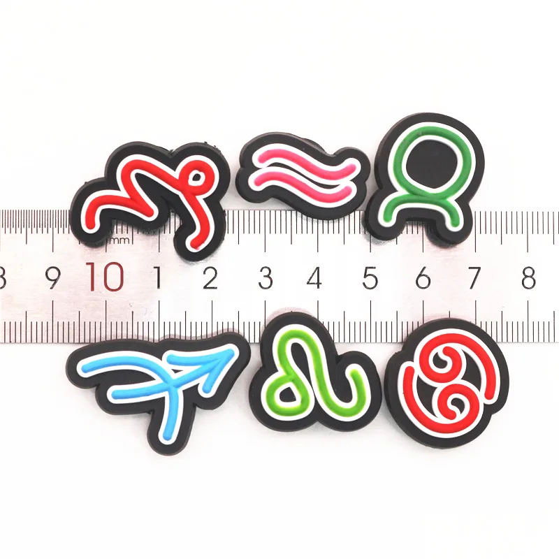 Novelty PVC Shoe Charms Accessories Taurus Aquarius Virgo Shoe Buckle Decoration for croc jibz Bracelet Kids Party X-mas Gifts