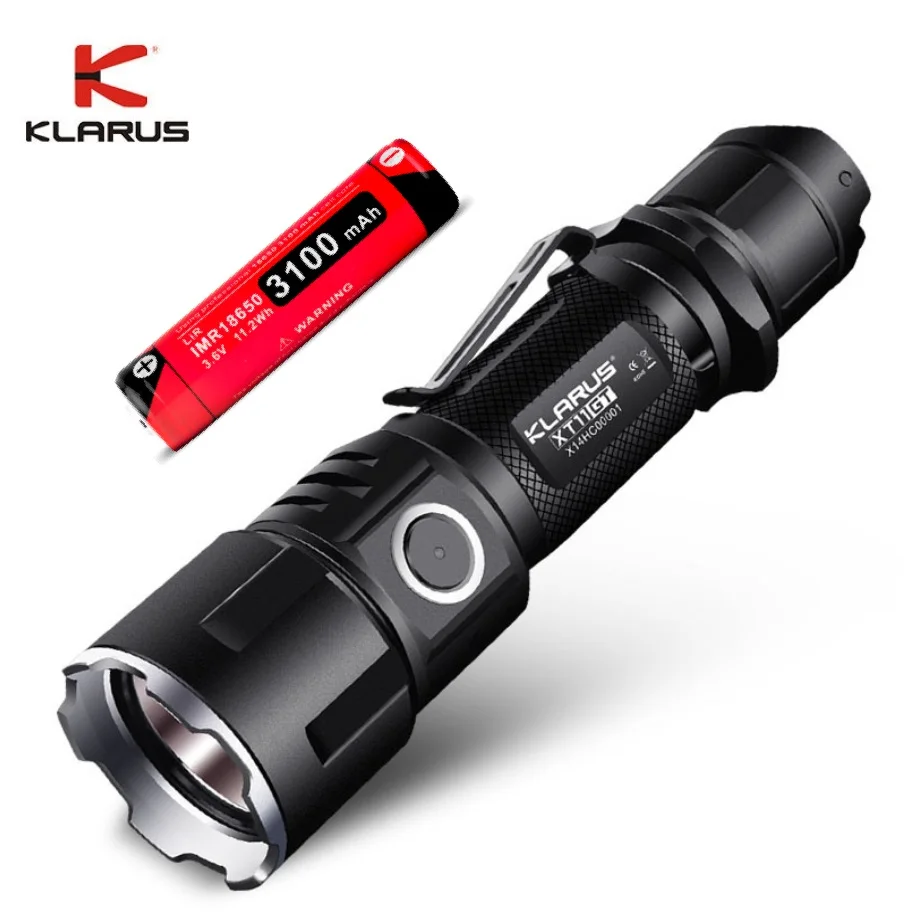 

Тактический фонарик KLARUS XT11GT CREE XHP35, светодиодный фонарик 2000 лм с аккумулятором 18650 и тактическим кольцом для кемпинга, самообороны