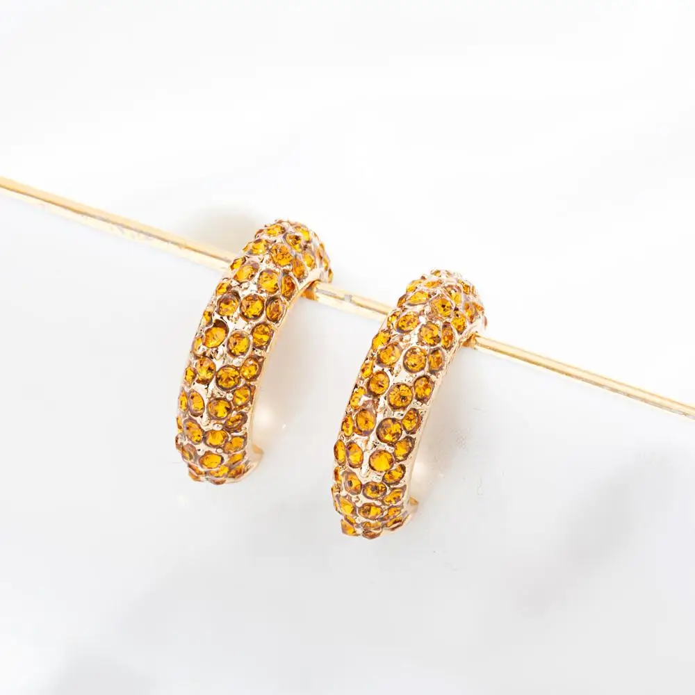 Женские серьги обручи с кристаллами Модные Позолоченные металлические