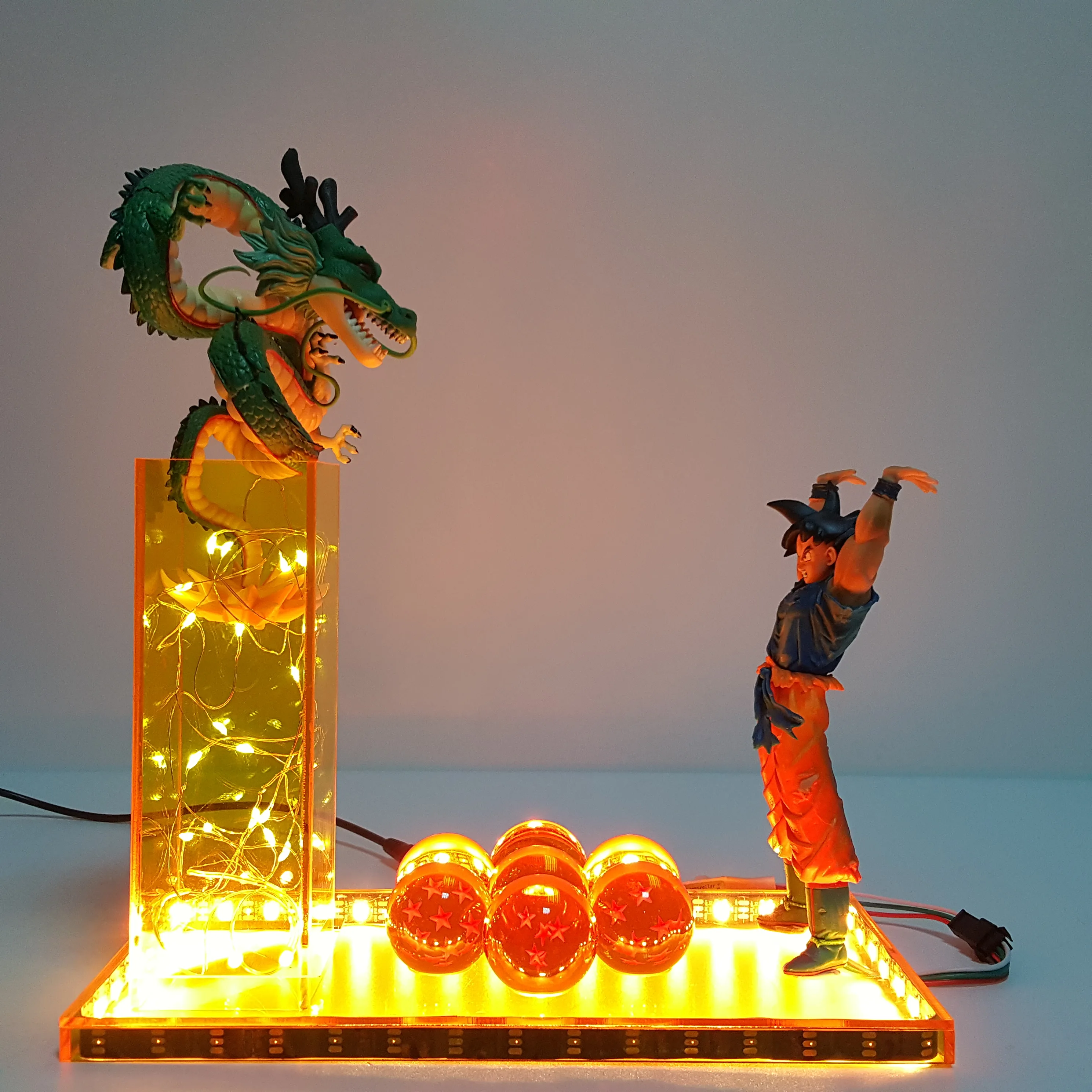 Dragon Ball Z Goku вызов Shenron светодиодные игрушки в виде персонажа из аниме Dragon Ball Супер Лето Shenron Led сцена фигурка DBZ