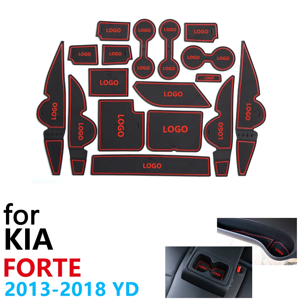 Противоскользящий резиновый коврик для чашки дверной паз KIA Forte YD 2013 ~ 2018 2014 2015 2016 K3