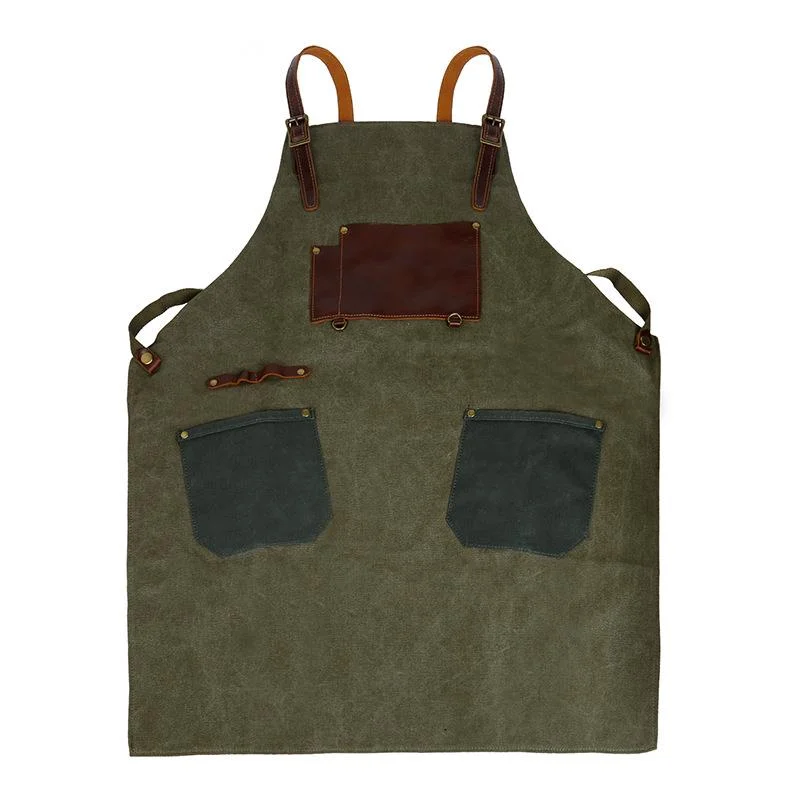 

Craftsman Apron Designer Vertical Style Water-proof Coffee Shop Canvas Apron Canvas Work Apron Bag