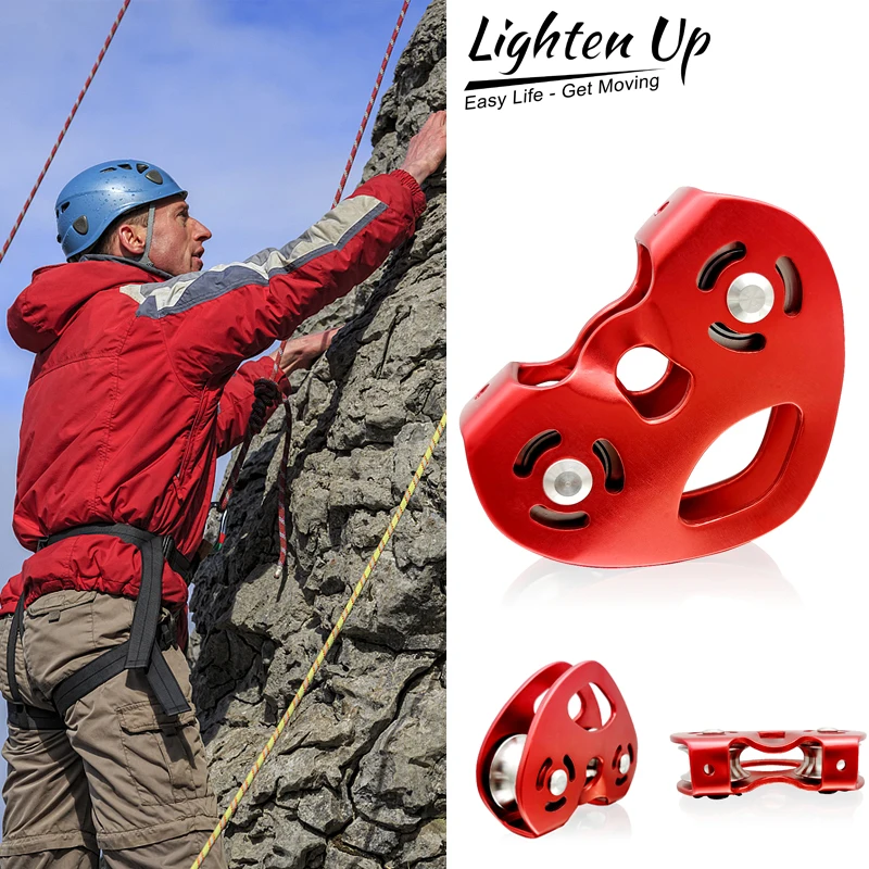

Lighten Up Outdoor Heart-shaped Double Pulley Workload Ropeway Pulley Breaking Load Rescue Speed Pulley Climbing Equipment