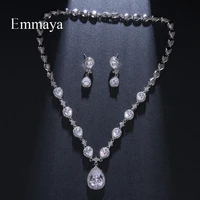 emmaya classical waterdrop appearance silver plated cz gorgeous jewelry sets for female earring and necklace new trend party