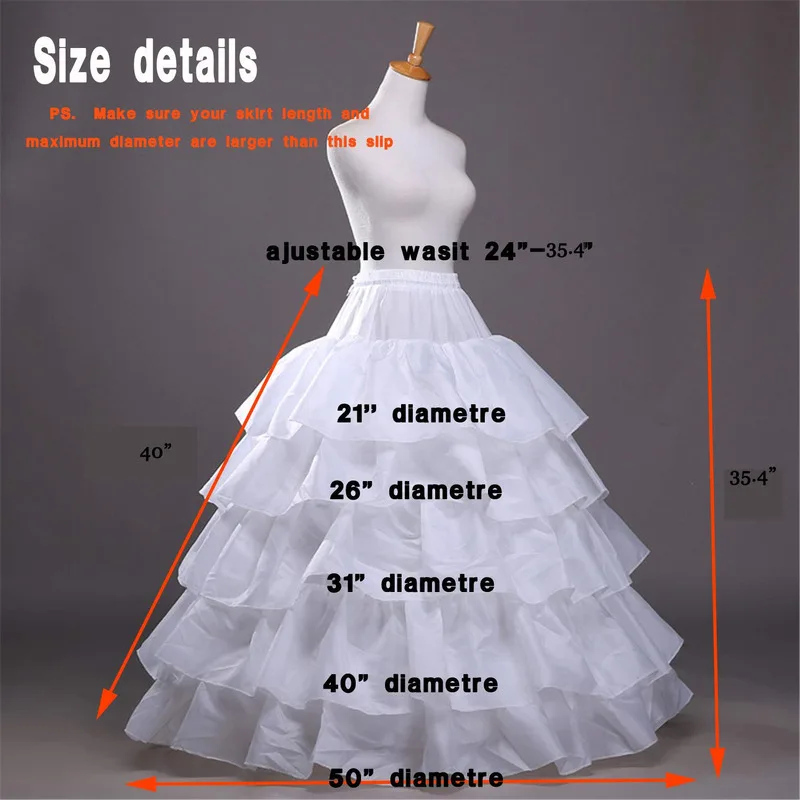 Женский кринолиновый подъюбник 4-ободковая юбка пятислойное бальное платье с