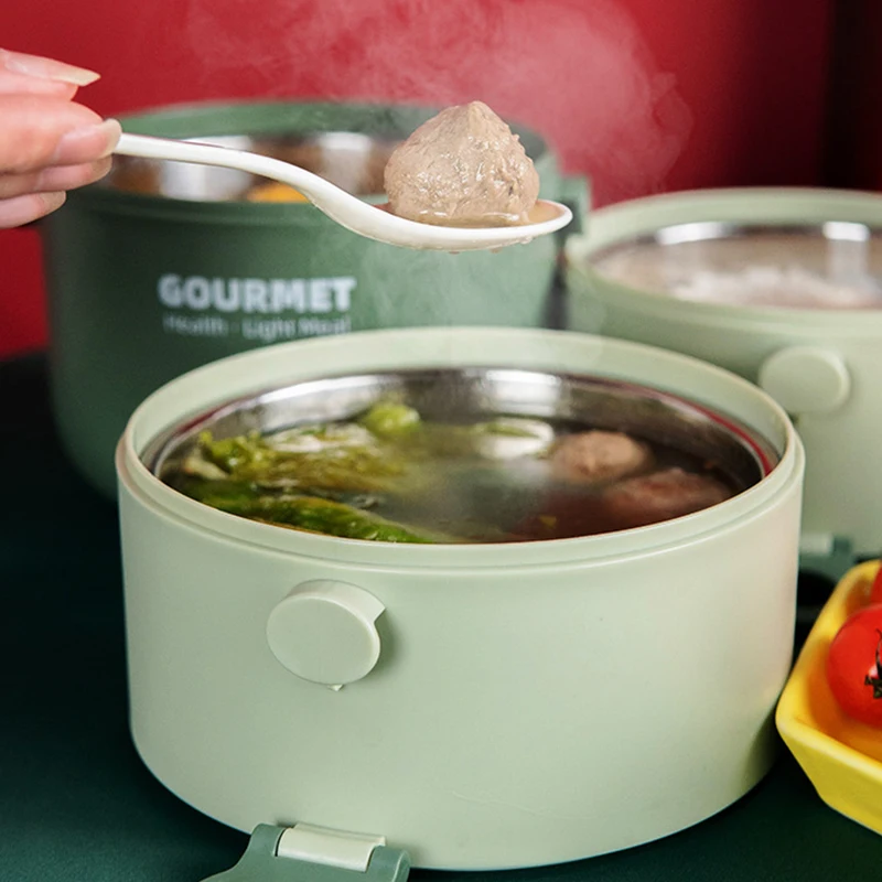 

304 Stainless Steel Thermal Lunch Box for Hot Food Three-Layer Plastic Thermo Food Storage Box Steel Bento Lunch