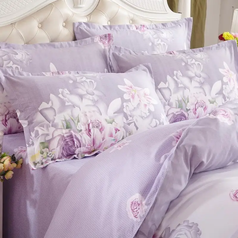 

Solstice Purple Pastoral Flowers Style 4pcs Bedding Set Cotton Bed Cover Bed Sheet Duvet Cover Pillowcase Bed Linen Bedclothes