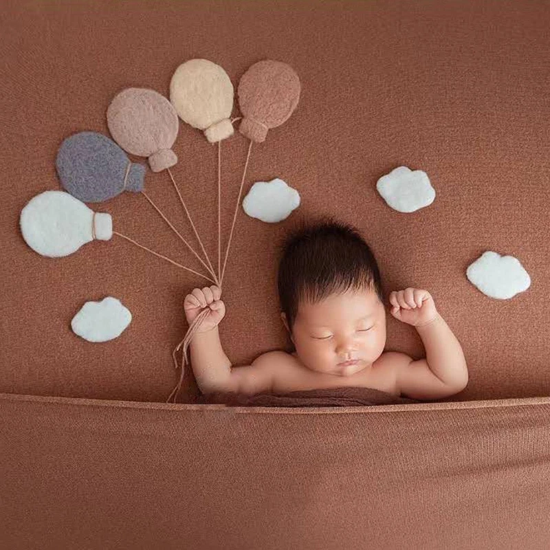 Globo de fieltro de lana para beb&eacute;, decoraciones de nubes, accesorios para fotograf&iacute;a infantil-3
