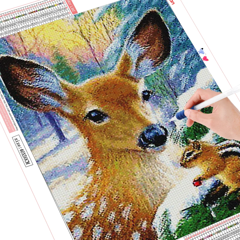 HUACAN 5D алмазная вышивка полностью квадратная картина с оленем животными ручная