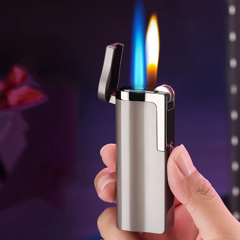 

Magic Flame Two Jet Torch Lighter Fixed Flame Gas Lighter Cigarette Lighters Cigar Smoking Accessories Visible Gas