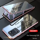 Чехол для Samsung Galaxy S20 Ultra, двухсторонний чехол из закаленного стекла на 360 градусов спереди и сзади для Samsung S20 Plus, магнитный металлический чехол S20 +