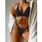 Черные купальники из двух предметов 2022, купальники для девочек, купальный костюм, женское розовое бикини, купальный костюм с низкой талией, Женский комплект, бикини с подкладкой