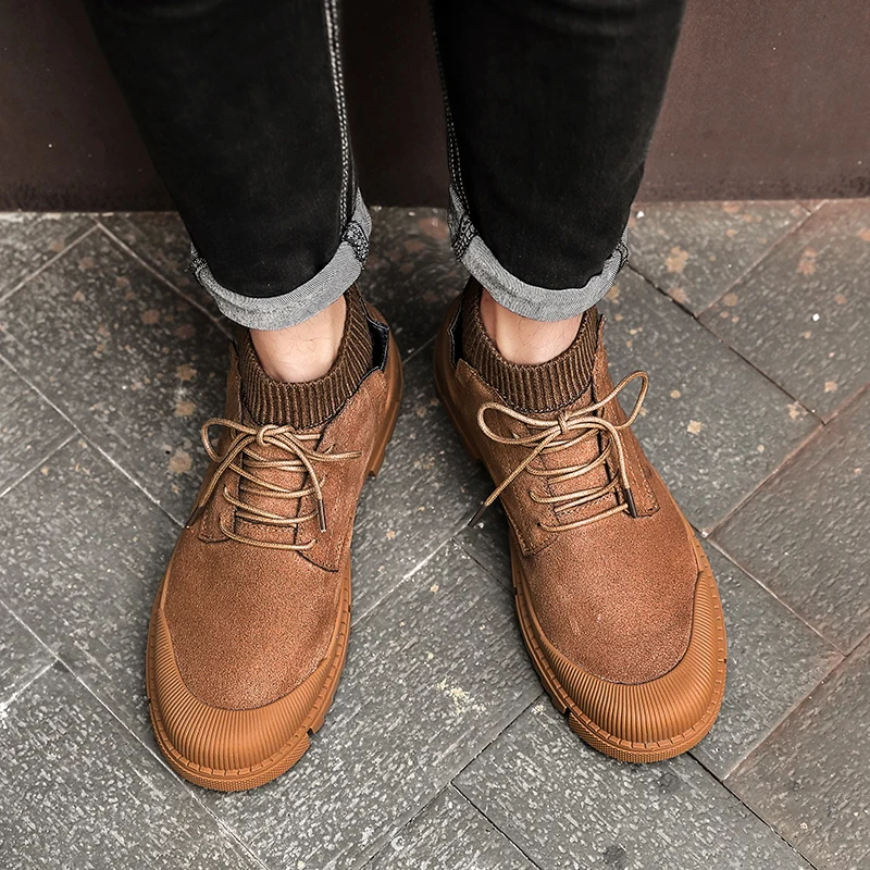 

Мужские Ботильоны из флока, удобная повседневная Уличная обувь, кроссовки