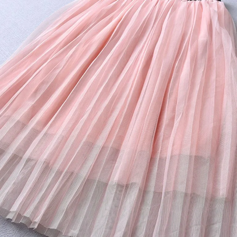 Школьные юбки для девочек сезон осень лето сетчатые пачки детская одежда